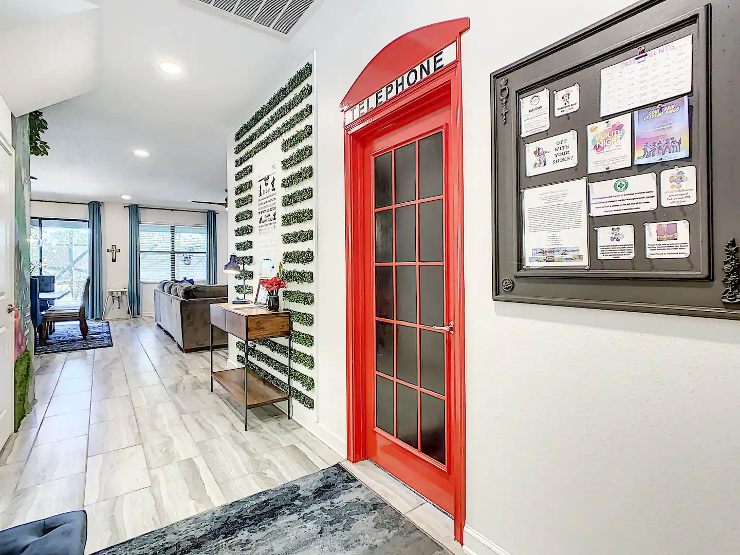 When you enter the house, look to the right for a black bulletin board with crucial information on the house's facilities.