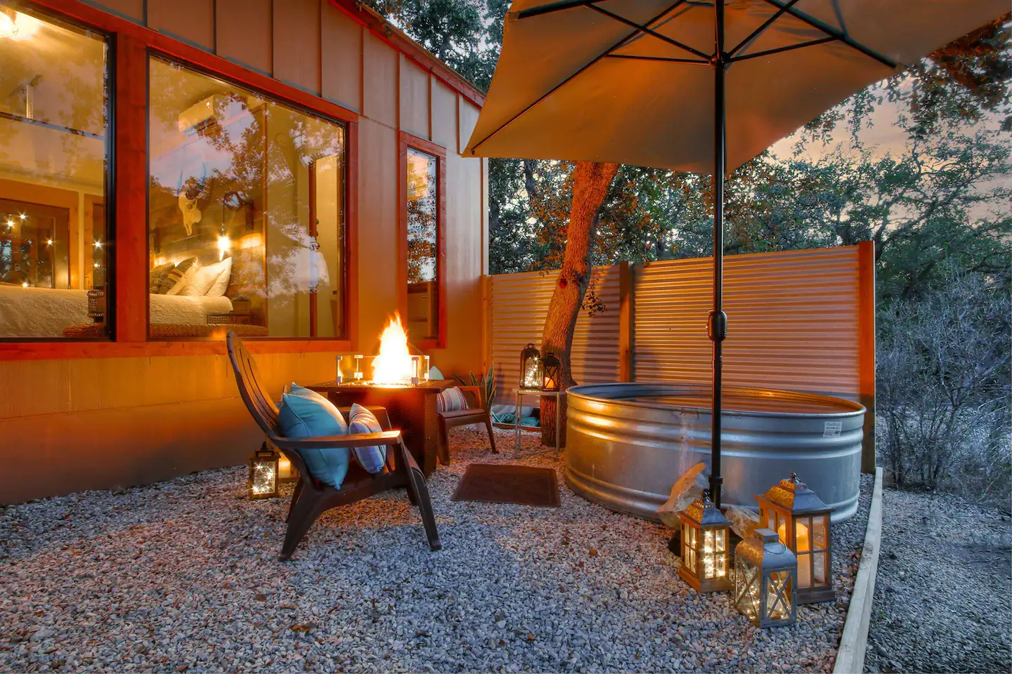 Relax in your own galvanized hill country splash pool.