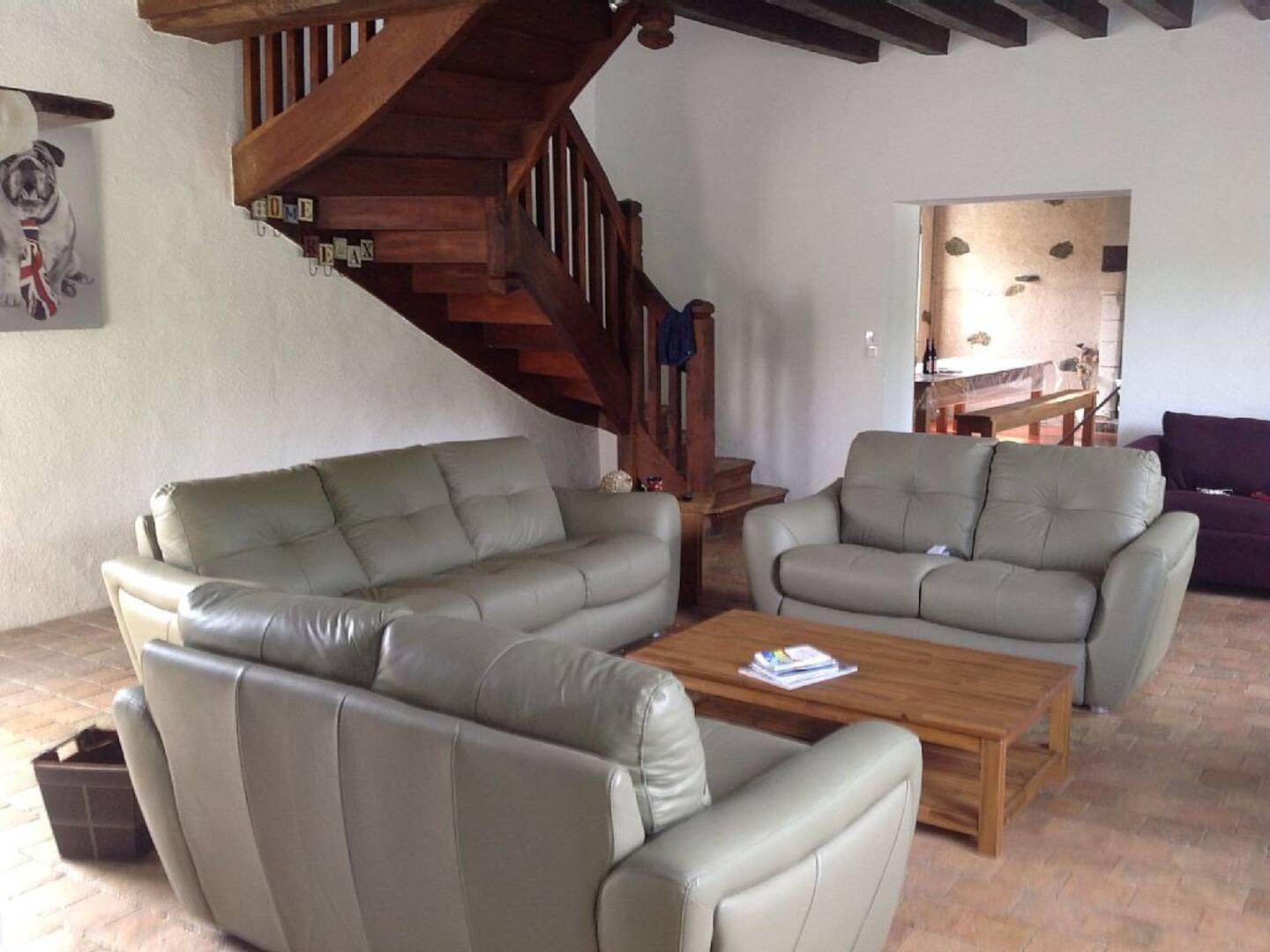 Living area with large screen TV