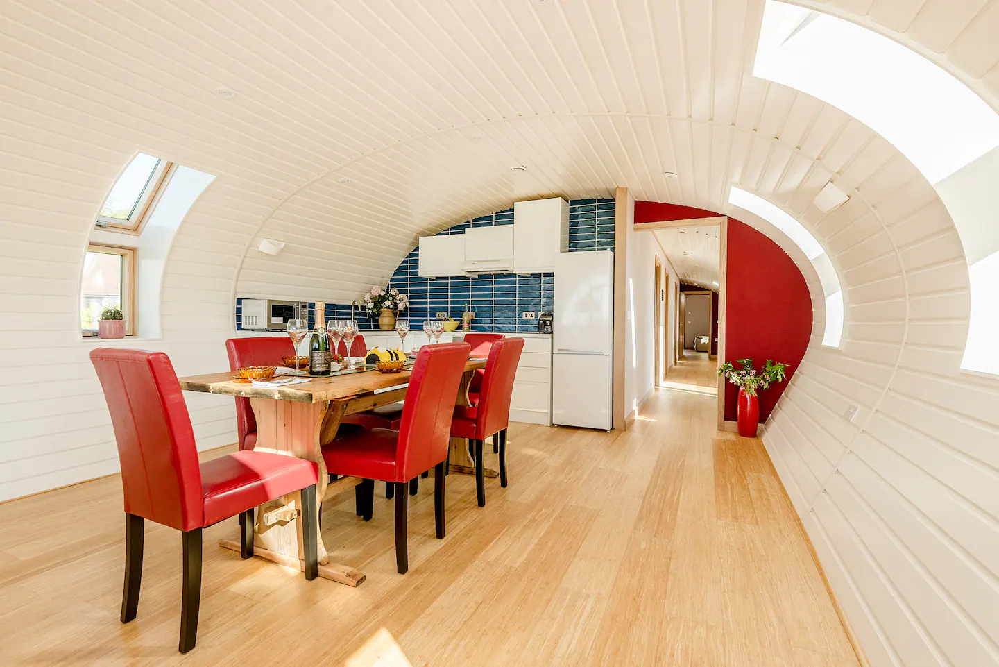 Fully equipped kitchen with large fridge/freezer.