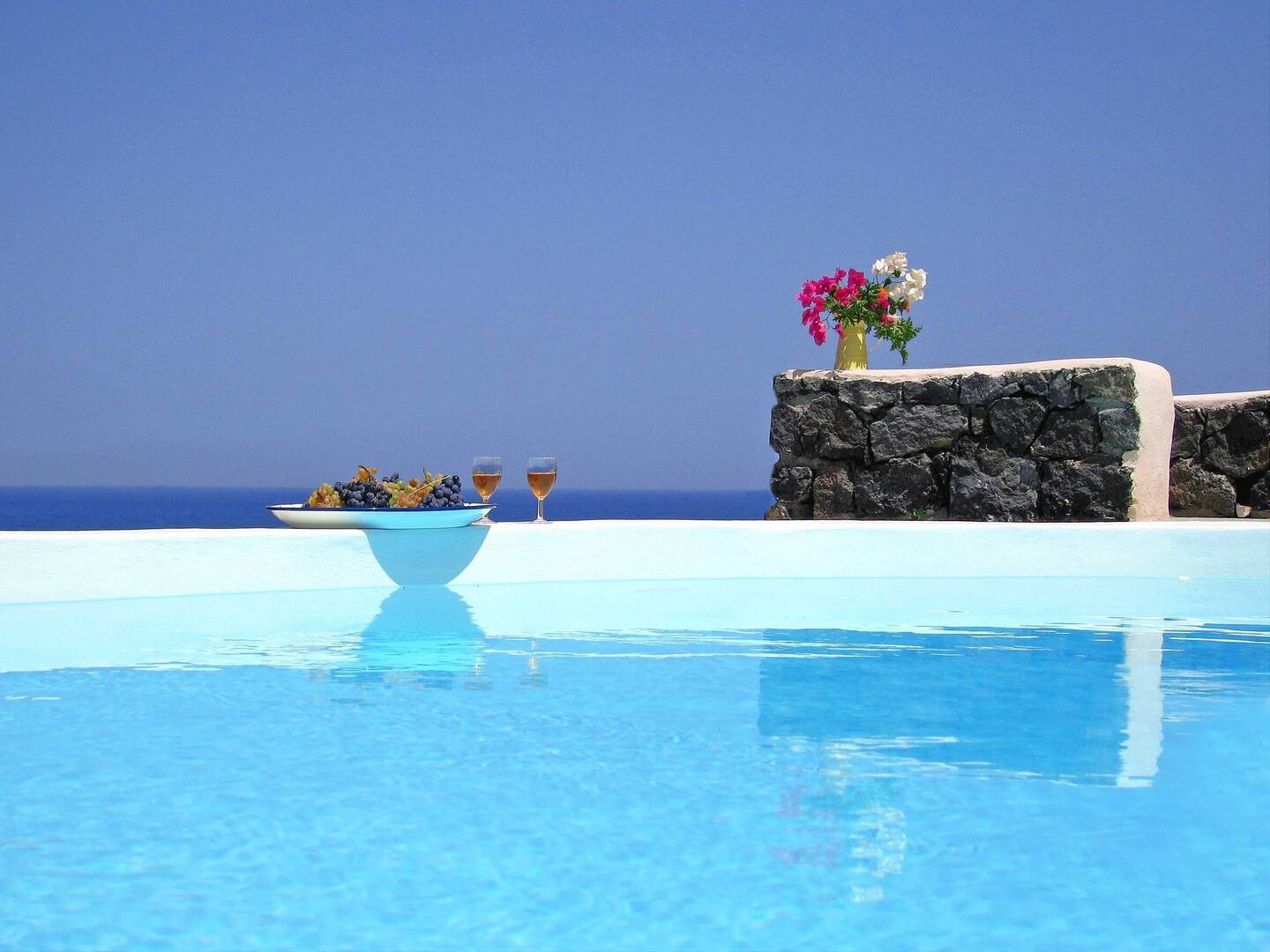 The swimming pool in a shape of a bean.
