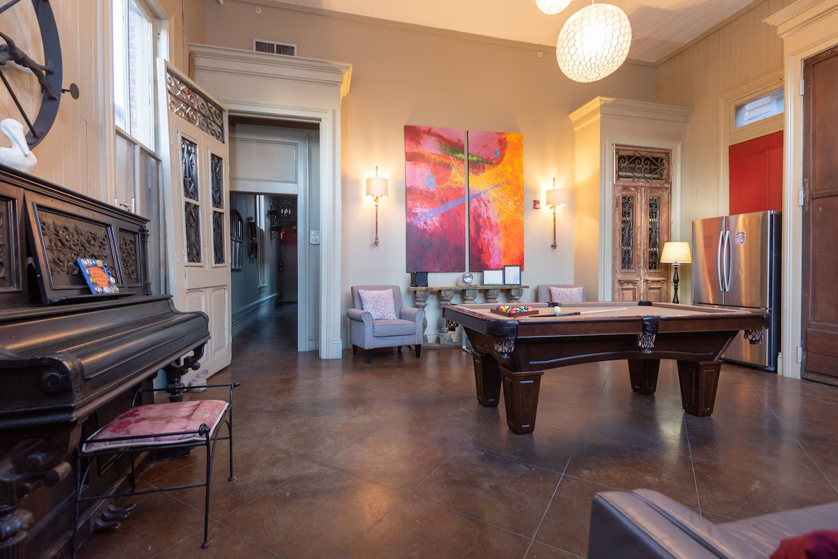 Downstairs billiard room.