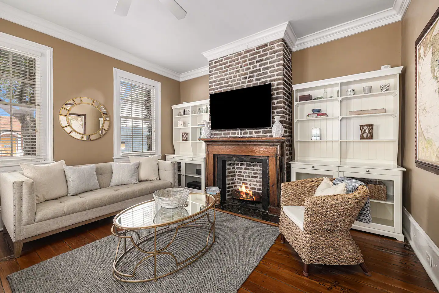 Comfortable TV room located at the front of the house and on the fist floor.